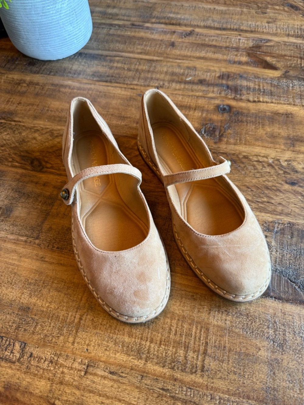 Crown Vintage Tan Suede Mary Jane Flats